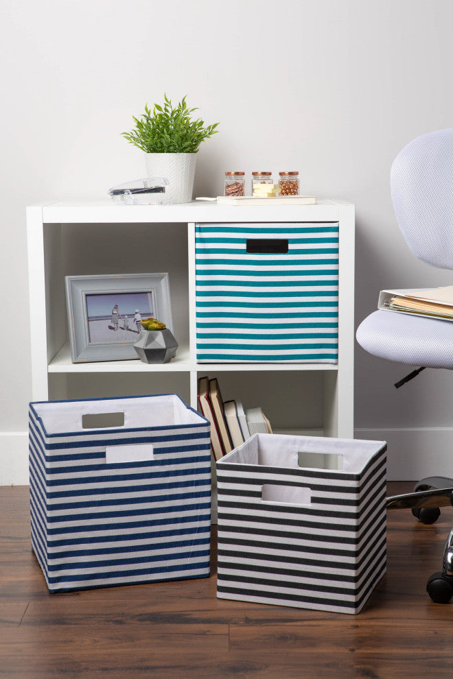 DII Polyester Cube Pinstripe Teal Square