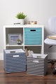 DII Polyester Cube Pinstripe Teal Square