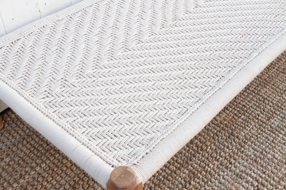 Bleached Wood and White Woven Charpai Coffee Table