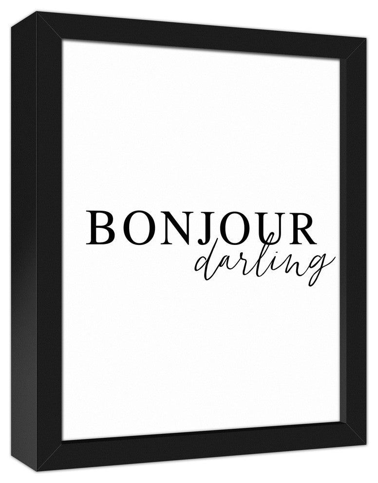 Bonjour Darling 11x14 Black Framed Canvas