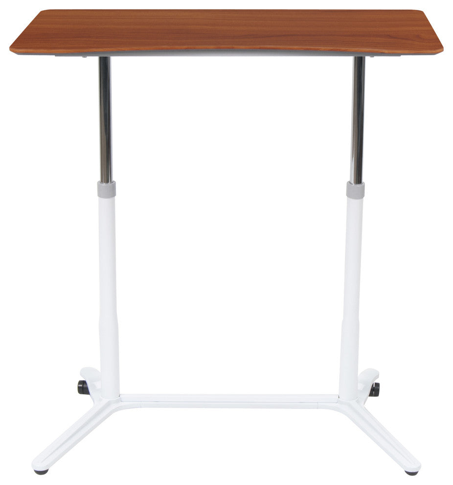 Sierra Adjustable Height Sit To Stand Up Desk, White and Cherry