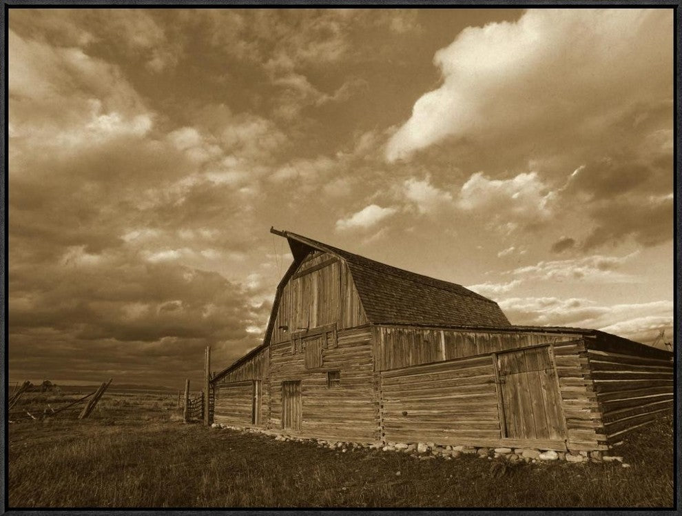 Mormon Row Barn, Grand Teton National Park, Wyoming, Sepia, 32"x24"