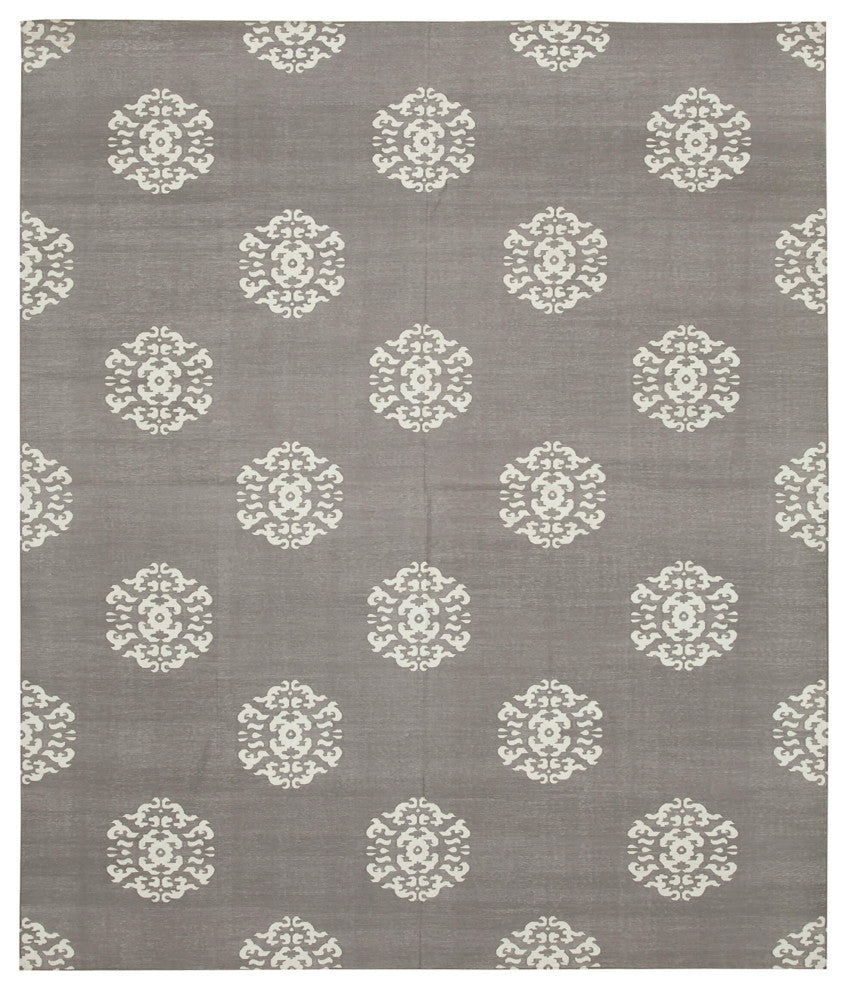Rug N Carpet - Handmade Wool 8' 0'' x 9' 6'' Geometric Dhurrie Kilim Rug