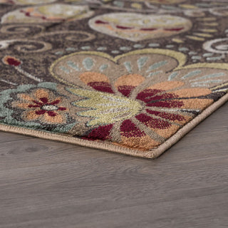 Giselle Transitional Floral Area Rug, Brown, 2'3'x10'