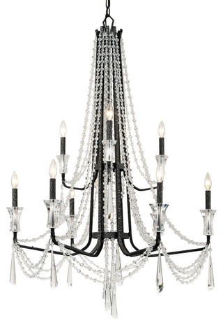 Varaluz 270C09 Barcelona 9 Light 35"W Crystal Chandelier - Onyx