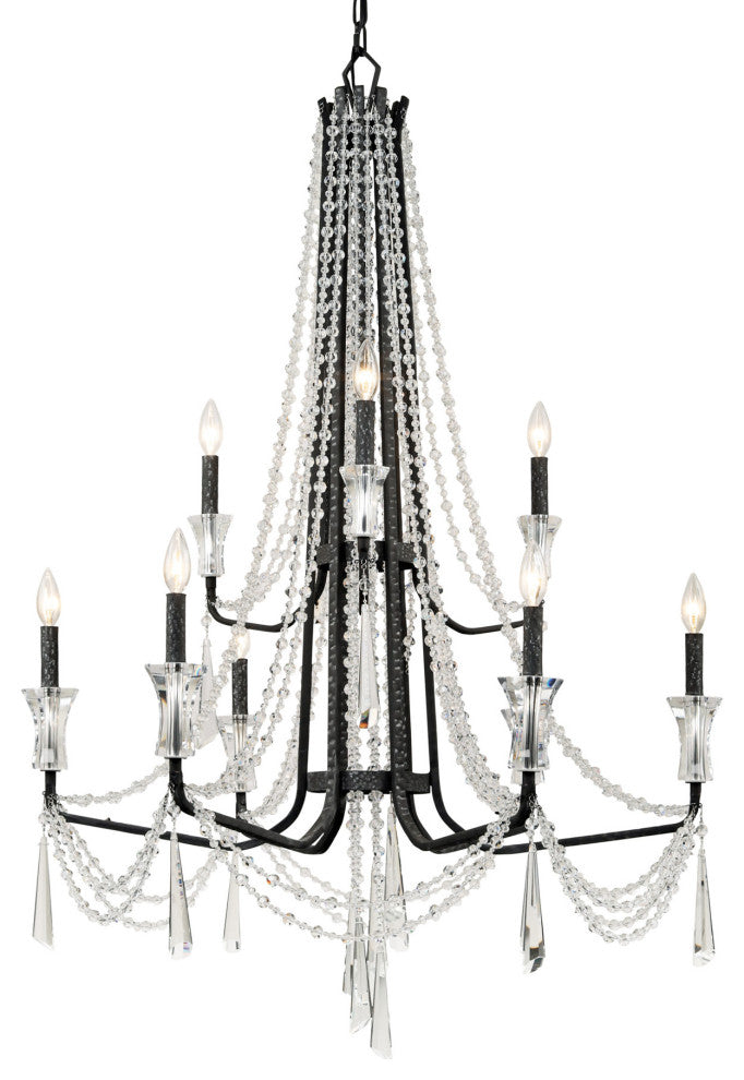 Varaluz 270C09 Barcelona 9 Light 35"W Crystal Chandelier - Onyx
