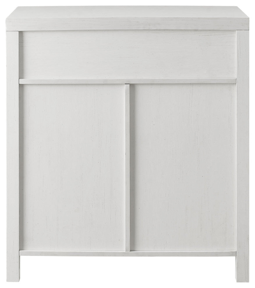 30" Farmhouse Barn Door Accent Cabinet, Brushed White
