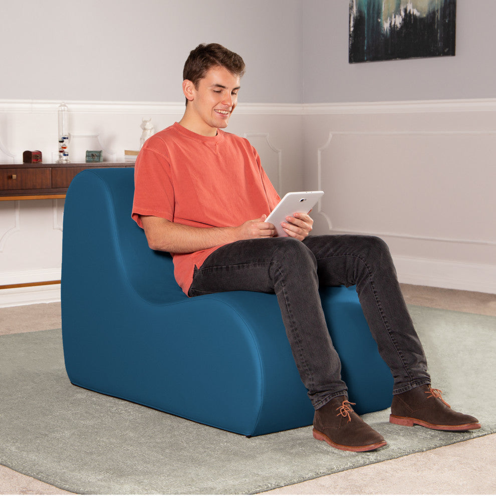 Midtown Large Foam Chair, Commercial Soft Seating, Premium Vinyl, Blue