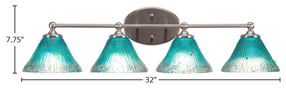 Capri 4-Light Bath Bar, Brushed Nickel/Teal Crystal