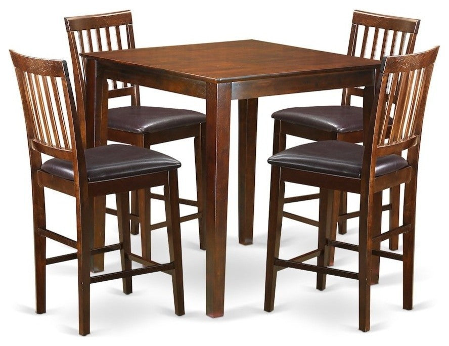 5-Piece Counter Height Table, Square Gathering Table And 4 Stools