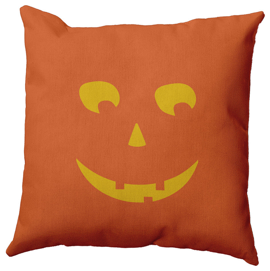 Halloween Jack-O-Lantern Left Accent Pillow, Nutmeg, 16"x16"