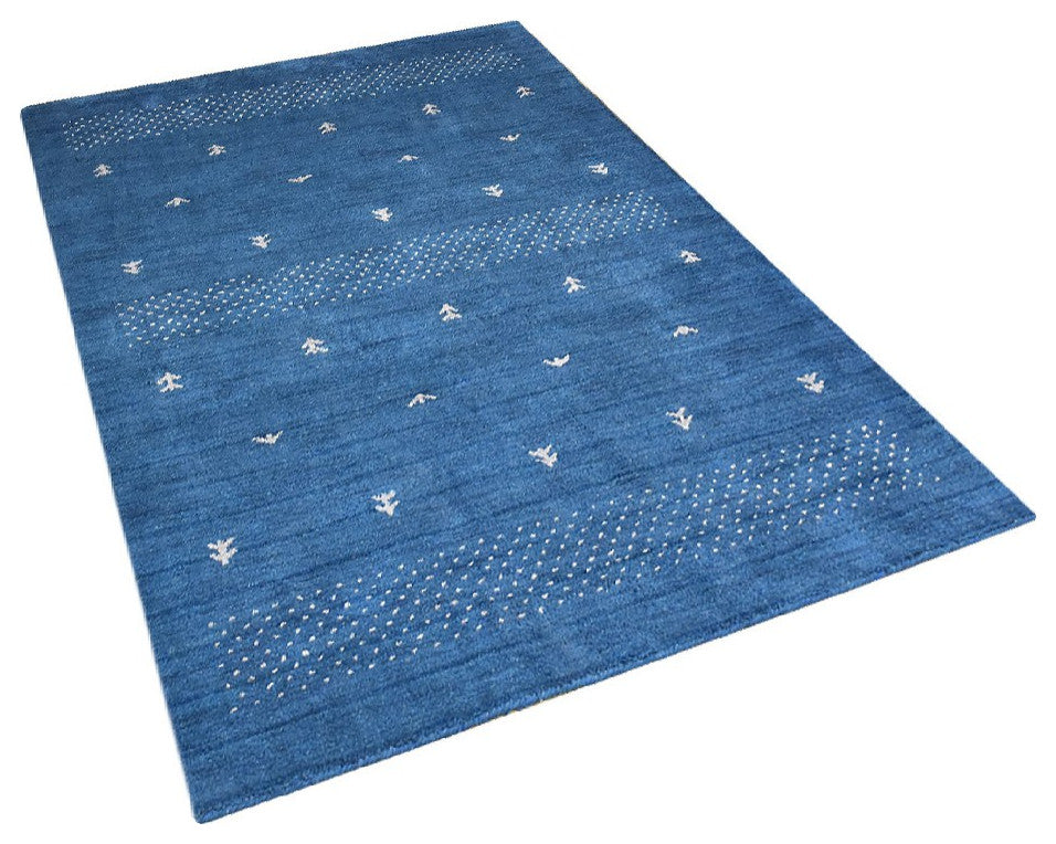 HAND KNOTTED LOOM SILK ECO-FRIENDLY AREA RUG -9'x12',Rectangle,Blue,Contemporary