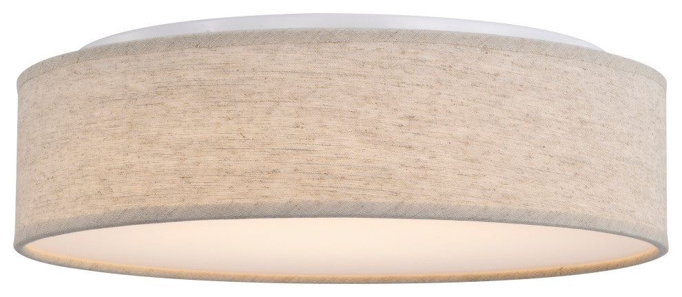 Nuvo 1-Light 15" LED Beige Fabric Flush Mount