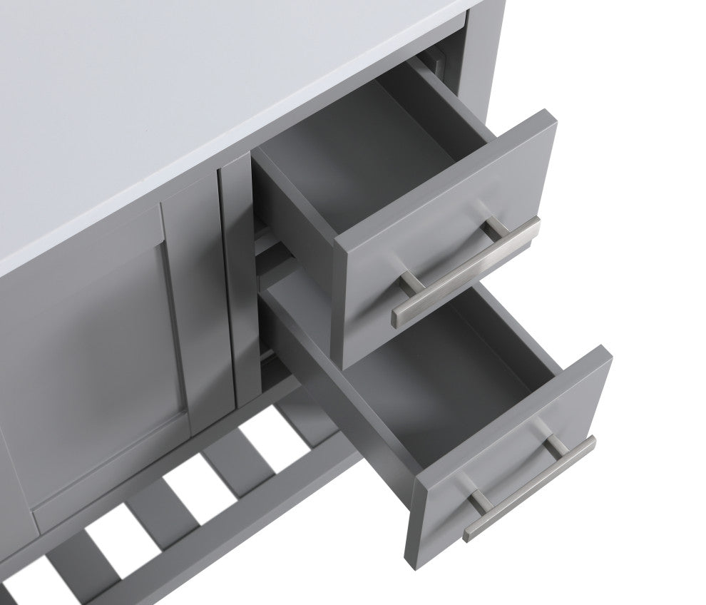 Monaco Bathroom Vanity Base Cabinet Without Top, Gray, 48", Single Sink