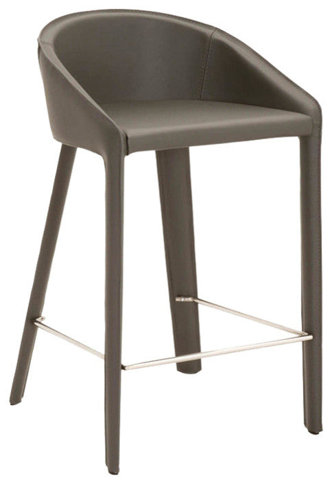 Bonded Leather Upholstered Counter Stool With Foot rest Shadow Black