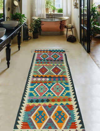 Flatweave Rutherfo Black/Ivory Runner, 2'7x9'6