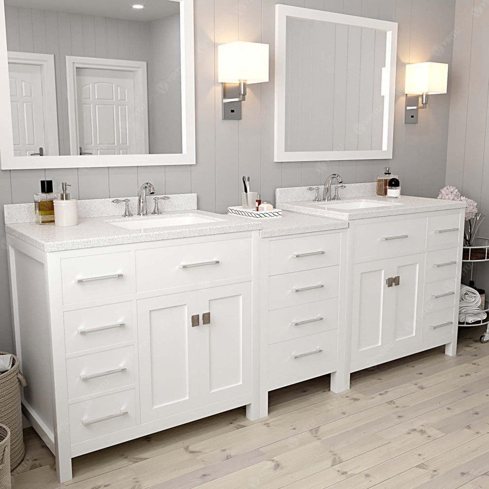 Caroline Parkway 93" Double Bathroom Vanity Set in White