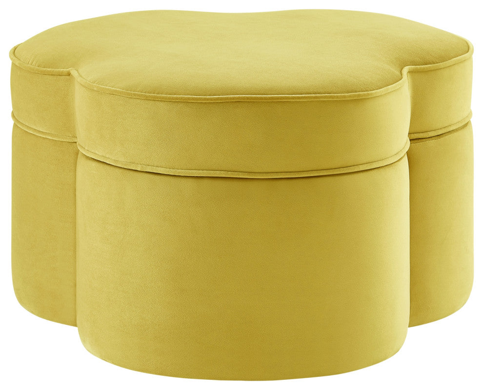 Rustic Manor Jalayah Ottoman, Upholstered, Velvet, Yellow