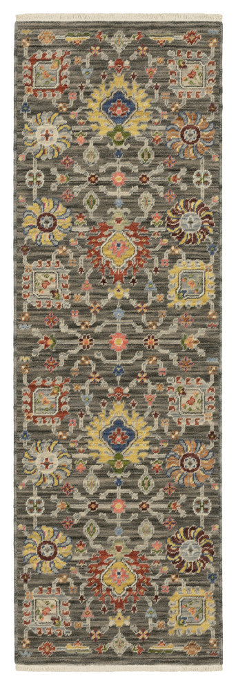 Leoness Floral Puffs Indoor Area Rug, Grey, 2' x 6'