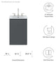 Sink Vanity Cabinet, Wall Mount, White Gray, Ceramic, Modern, Bathroom