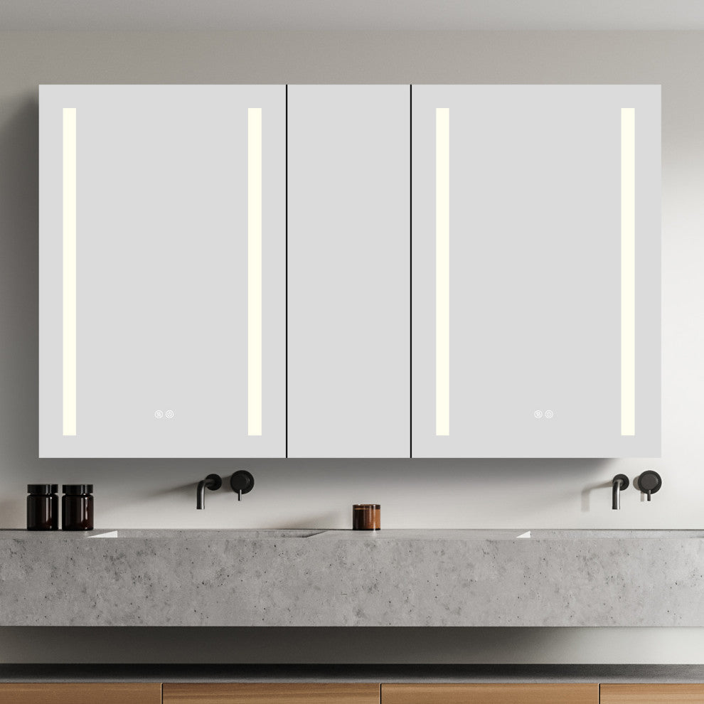 50"x30" Surface Mount Frameless LED Medicine Cabinet With Anti-Fog and Dimmable, Right Door
