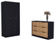 Crete 2-Piece Bedroom Set, Armoire and Dresser, Black/Pine