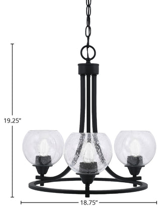 Paramount 3-Light Chandelier, Matte Black, 5.75" Clear Bubble Glass