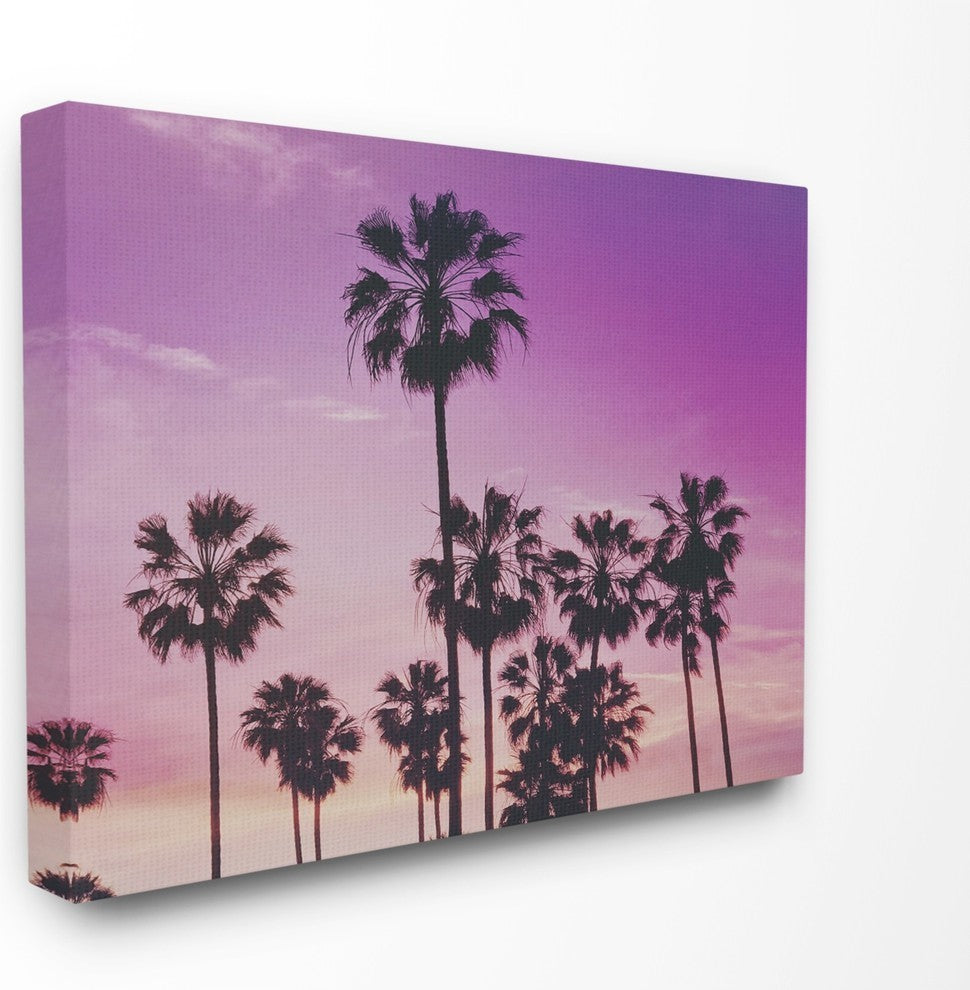 Tropical Purple Palm trees Photography Canvas Wall Art, 24"x30"