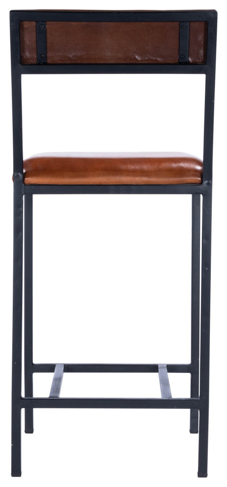 Classic Leather and Metal Counter Stool