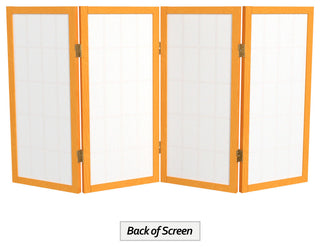 2' Tall Desktop Window Pane Shoji Screen, Honey, 4 Panels