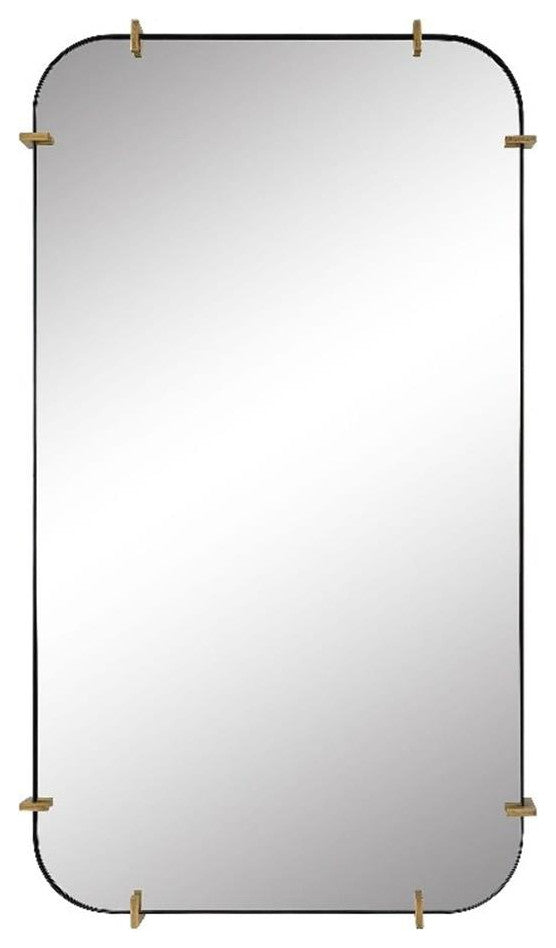 Uttermost Pali Contemporary MDF and Metal Mirror in Black/Gold
