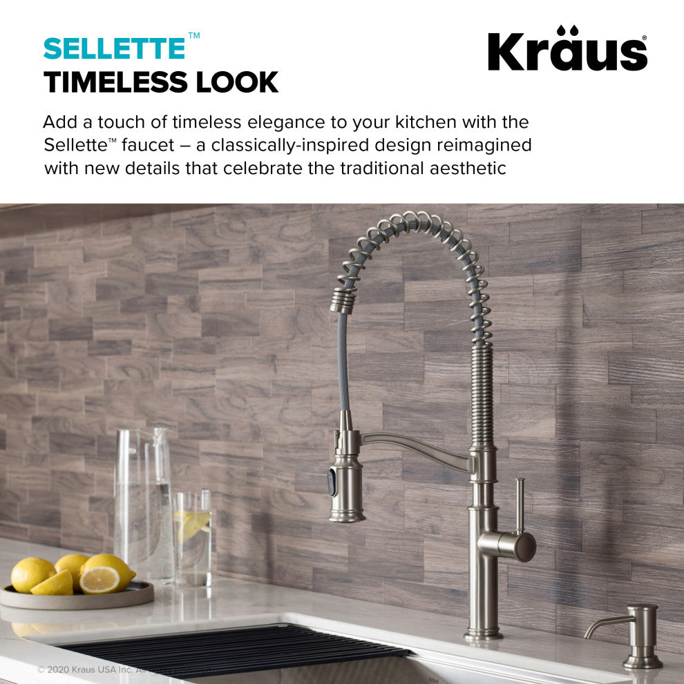 Sellette Pull-Down Kitchen Faucet Spot Free, Soap Dispenser