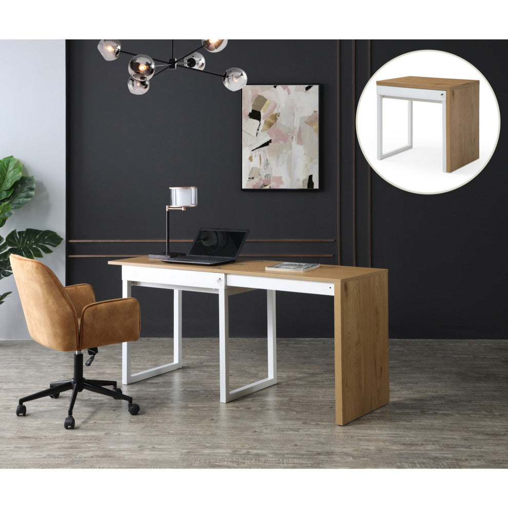Loft Lyfe Arwen Desk, Extendable, Space Saving Design, Natural/White