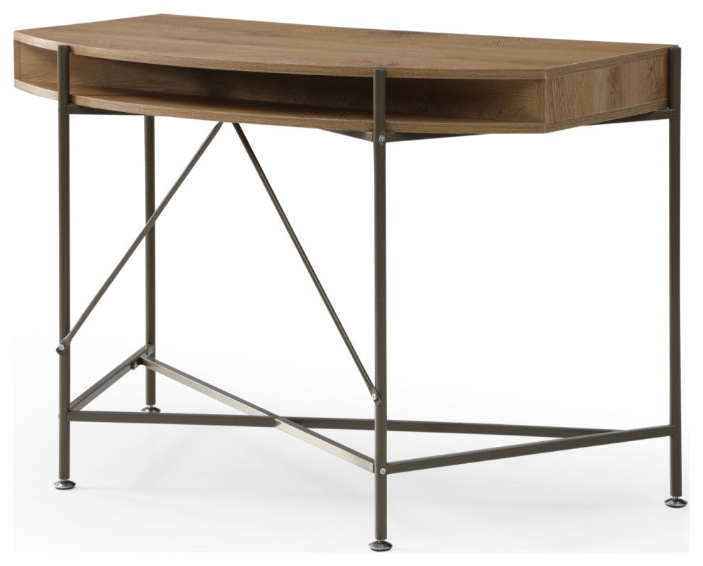 Loft Lyfe Laniya Desk, 2 Storage Drawers, Natural/Bronze