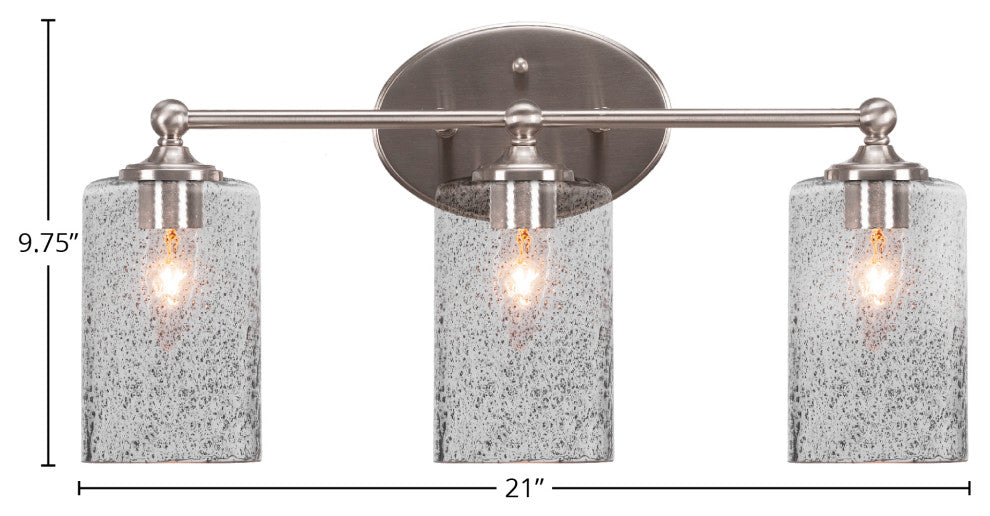Capri 3-Light Bath Bar, Brushed Nickel/Smoke Bubble