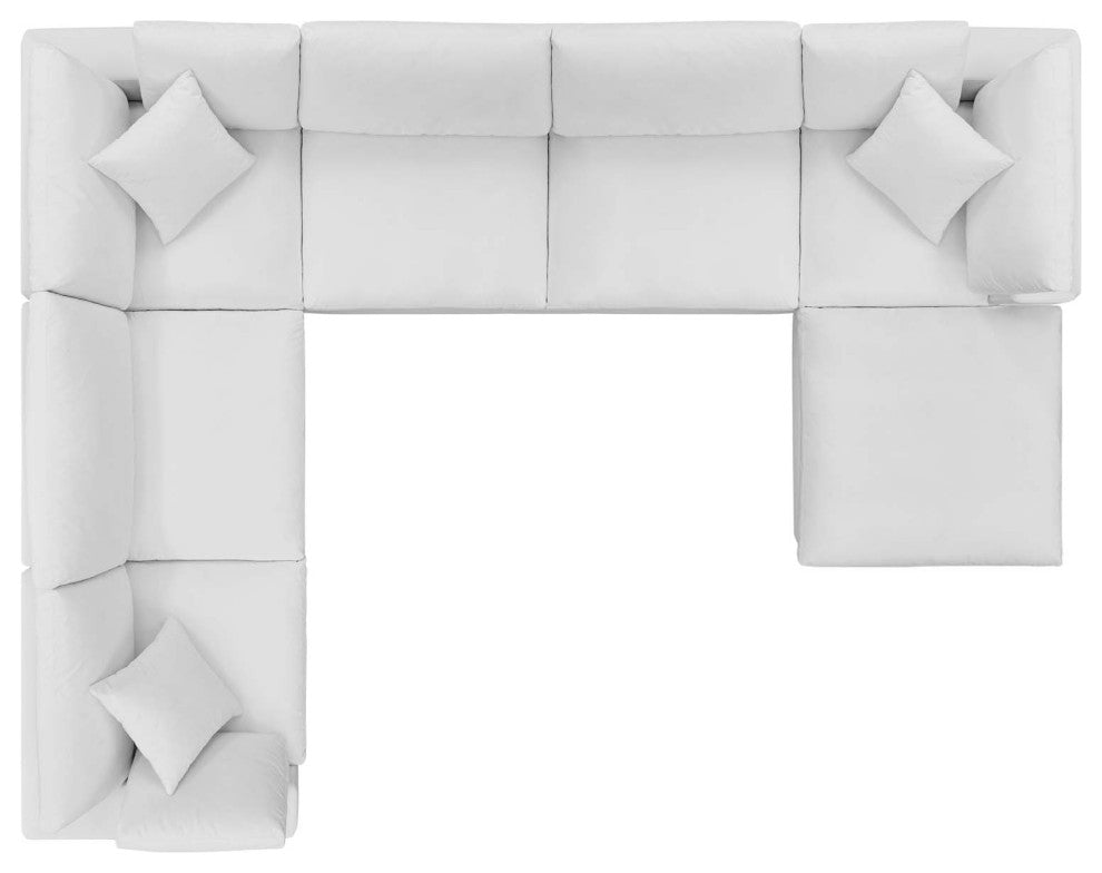 Commix Down Filled Overstuffed Performance Velvet 7-Piece Sectional Sofa