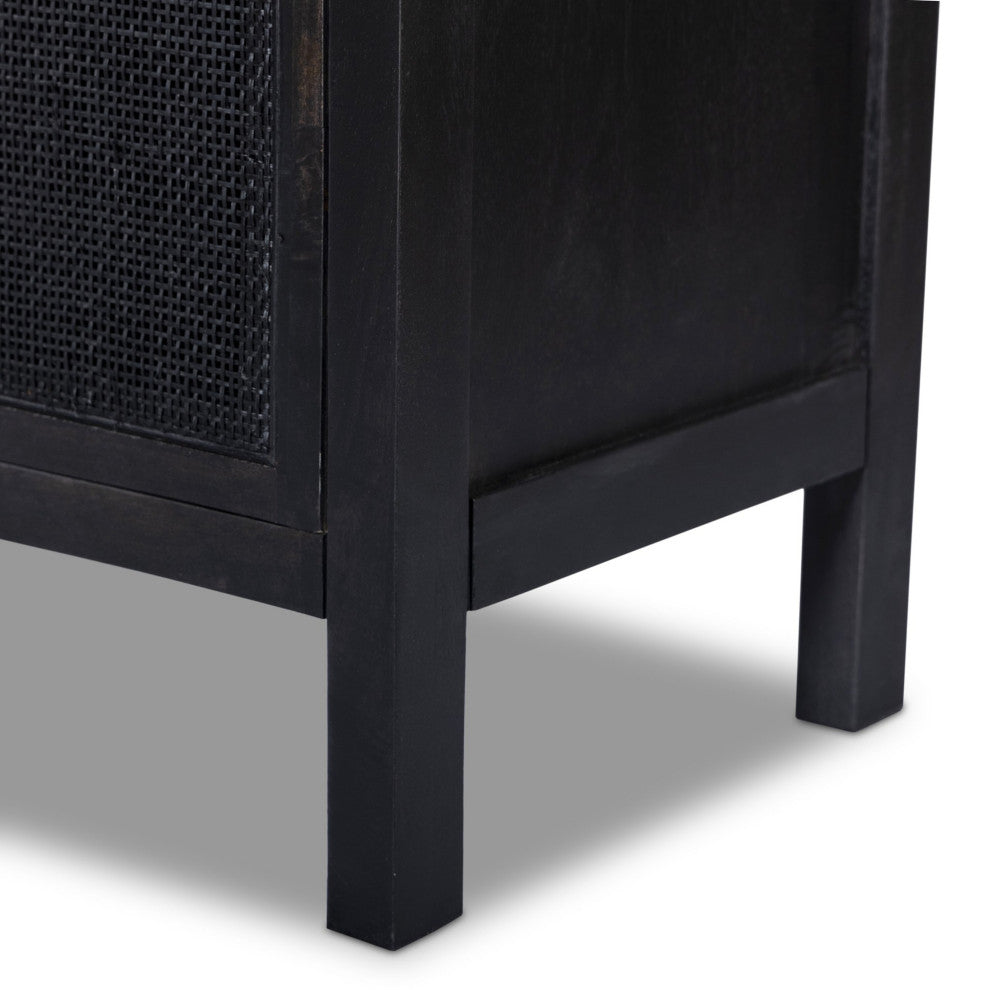 Caprice Tall Cabinet Black Natural Cane, Black Wash Mango, Gunmetal