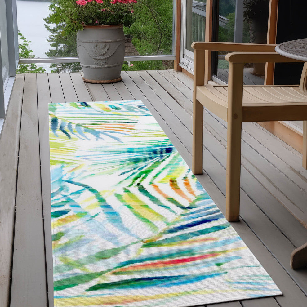 Indoor/Outdoor Tropics TC4 Meadow Machine Washable 2'3" x 7'6" Runner Rug