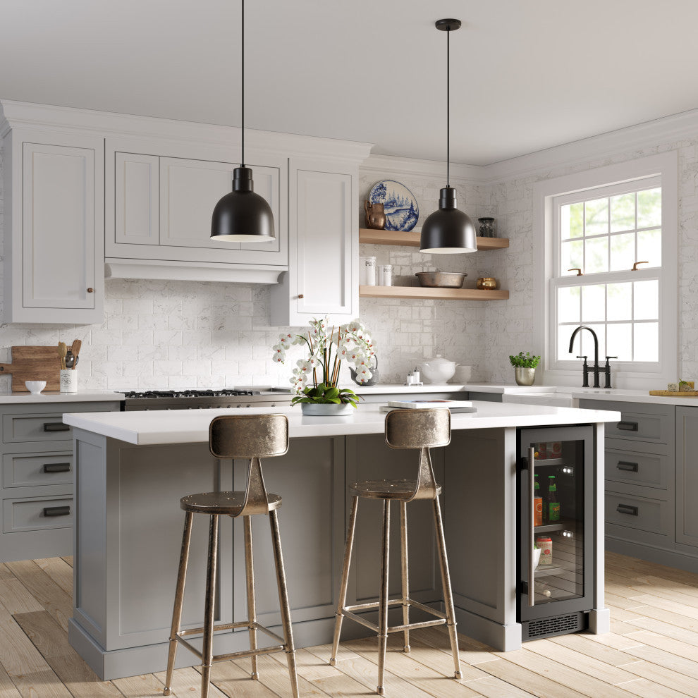 R Series Collection 1 Light 10 in. Satin Black RLM Pendant