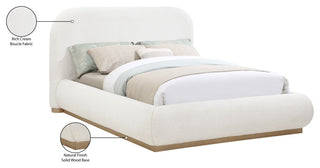 Vaughn Bed, Cream, Full, Boucle Fabric, Natural Finish