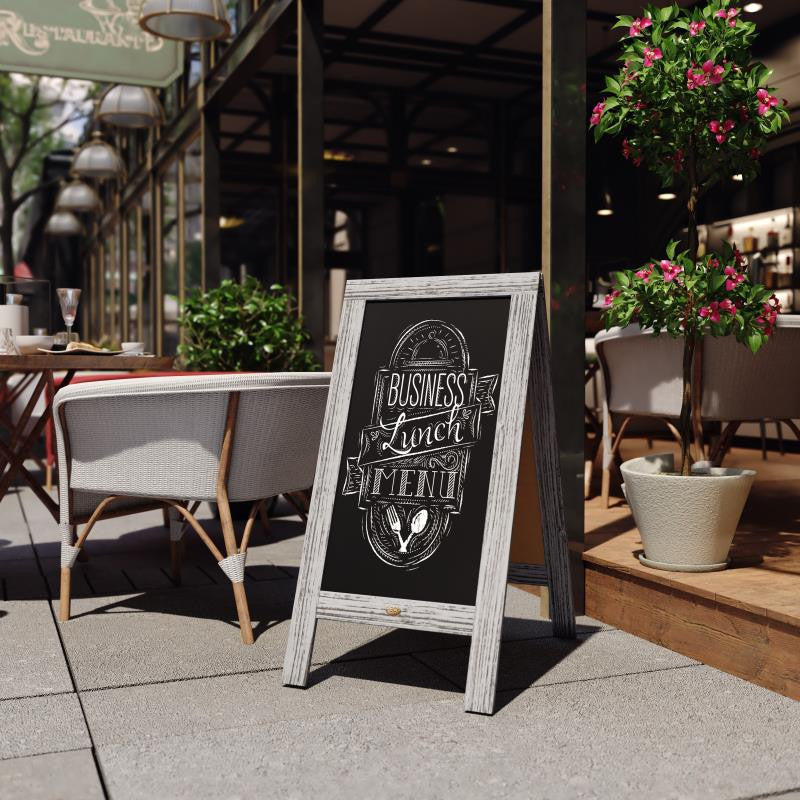 48" x 24" A-Frame Indoor/Outdoor A-Frame Magnetic Chalkboard Sign Set, Gray Wash