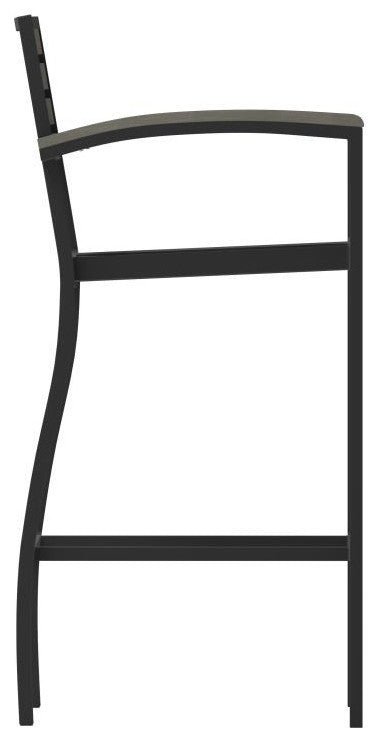 Lark Commercial Grade Outdoor Bar Height Stool with Arms, Gray Wash