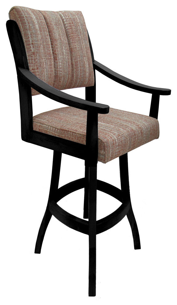 Swivel Counter Wood Bar Stool Casa on S-Base, Watusi Madder - Black, 26"