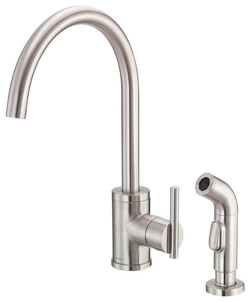 Parma Single Handle Kitchen Faucet w/ Spray, Stainless Steel