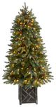 5' Colorado Fir Flocked Dusted Artificial Christmas Tree With 300 LED Lights
