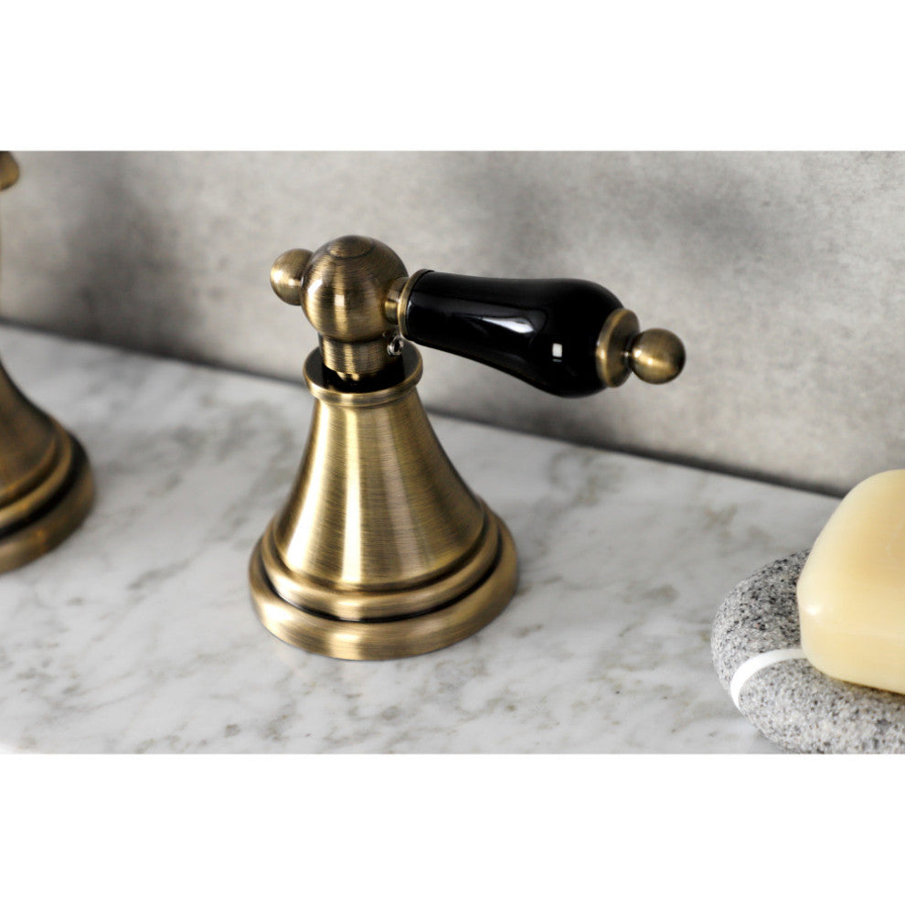 KS2983PKL Widespread Bathroom Faucet With Brass Pop-Up, Antique Brass