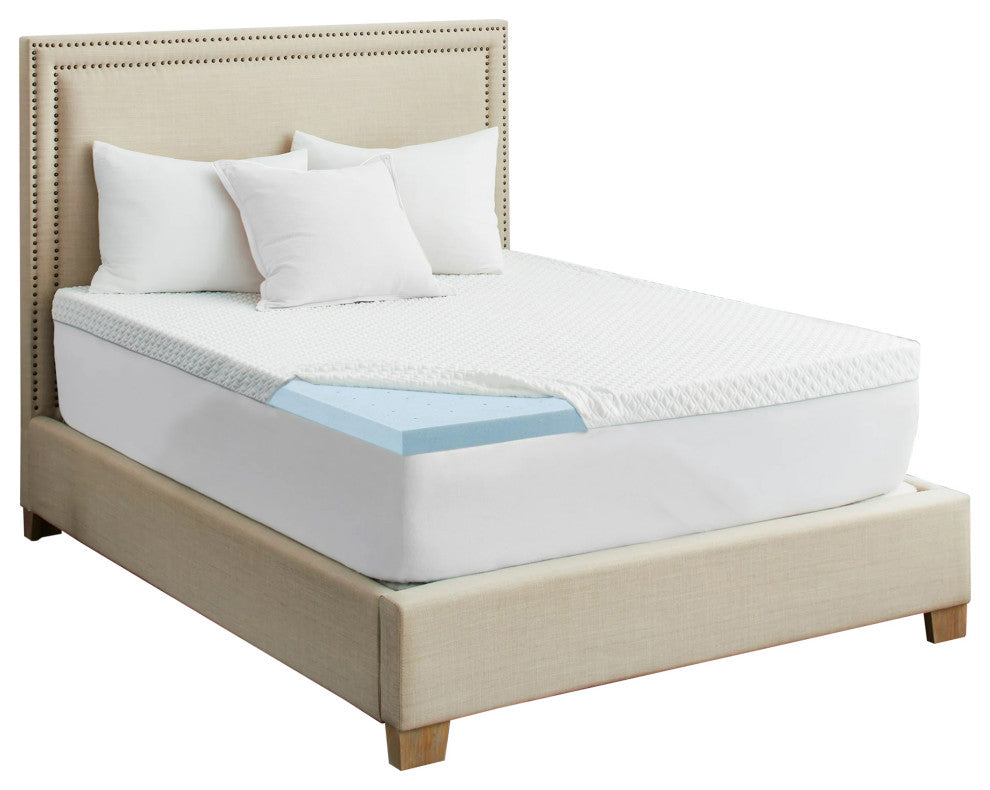 Delara 2" Gel Infused Memory Foam Mattress Topper With Bamboo Cover, Queen