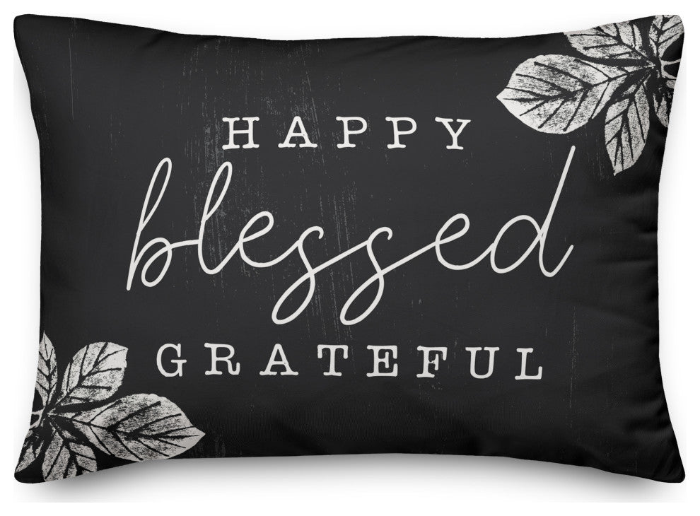 Happy Blessed Grateful 14x20 Spun Poly Pillow