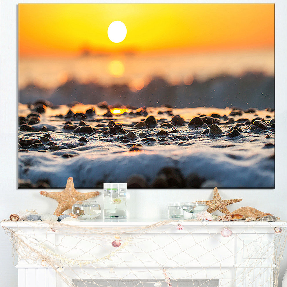 "Sunrise Giving Color For Sea Waters" Seashore Wall Art, 1 Panel, 60"x28"