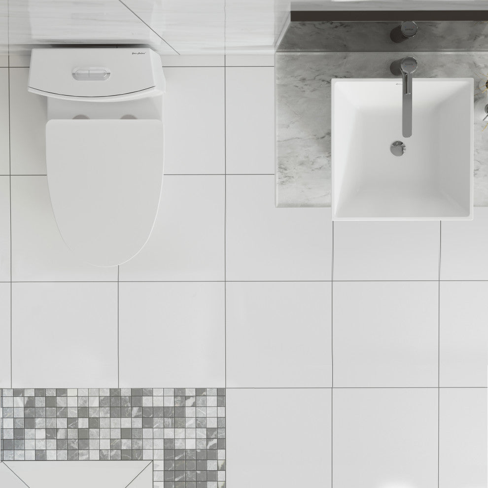 St. Tropez Elongated Toilet, Dual Vortex Flush, Glossy White